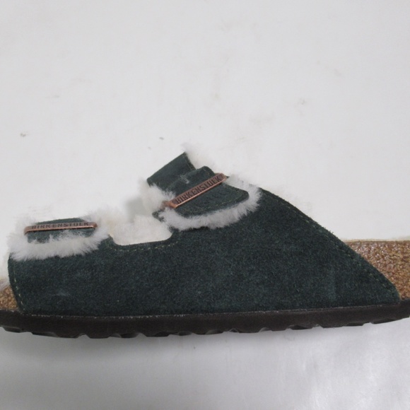 Birkenstock Men's Arizona Shearling Suede Leather Sandals Mountain View Green 10 - Picture 6 of 12